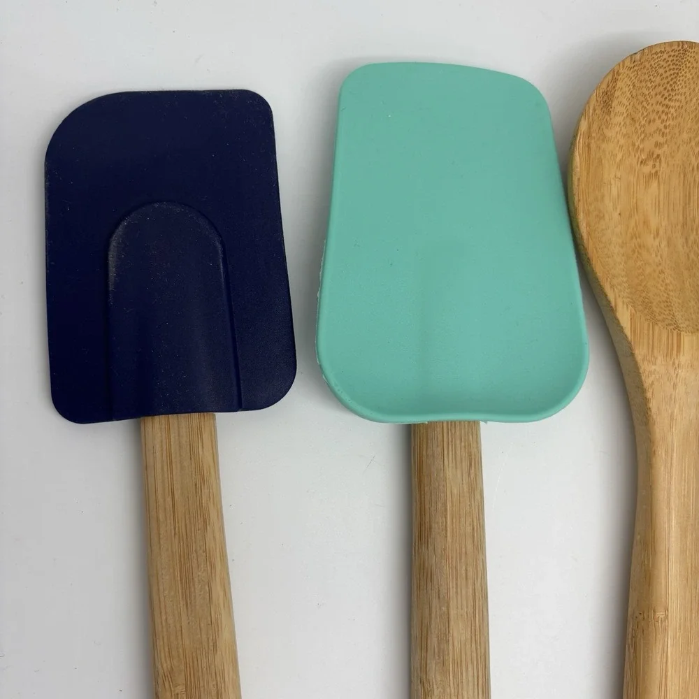 Fiesta Multicolor Bamboo & Silicone Kitchenware Cooking Utensils Set Of 4 Pieces
